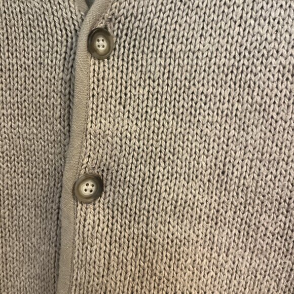GAP Cardigan Vest Linen Cotton Blend Tan Mens L Button Up Preppy Stylish - Picture 2 of 9